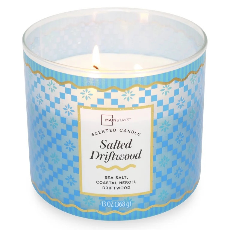 Mainstays Vela Aromática de Madera Flotante Salada con 3 Mechas y Envoltura Decorativa, 13 Onzas | Walmart (US)