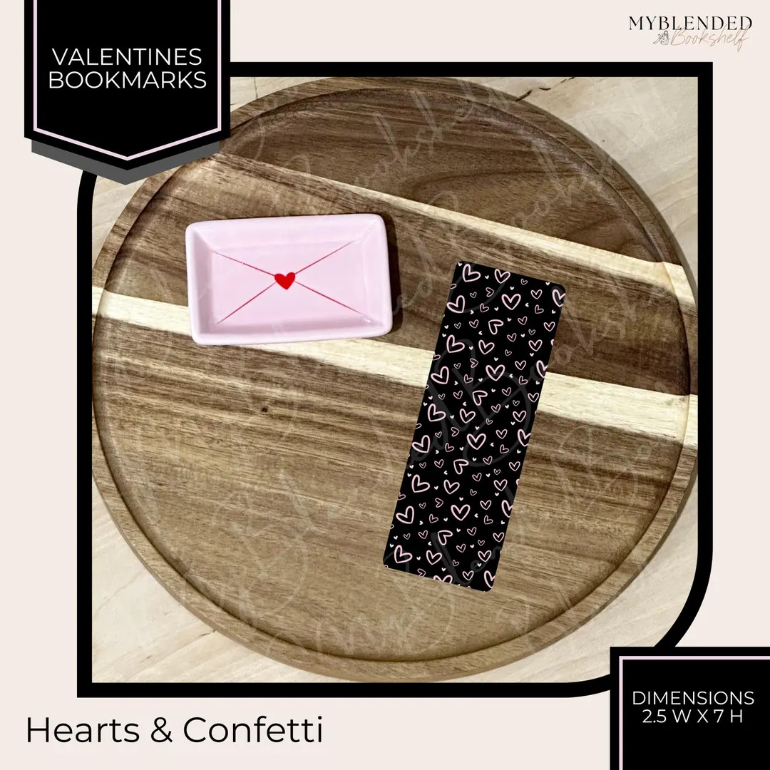 Hearts & Confetti | Valentines Bookmark | One Sided Design | Myblendedbookshelf - Etsy | Etsy (US)