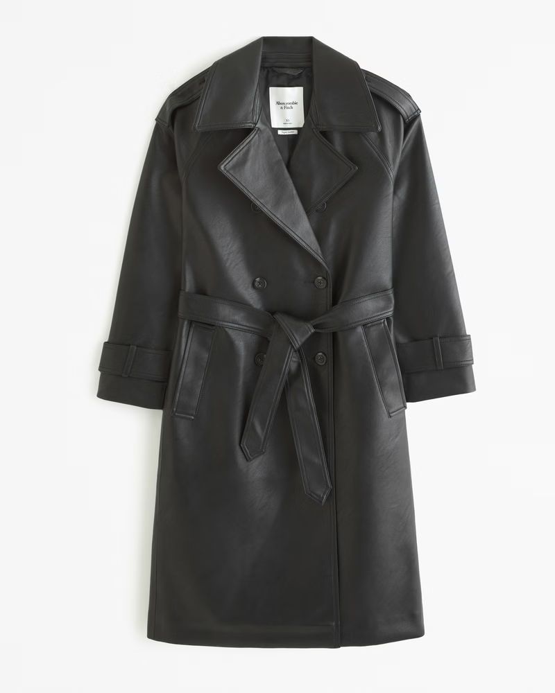 Elevated Vegan Leather Trench Coat | Abercrombie & Fitch (US)