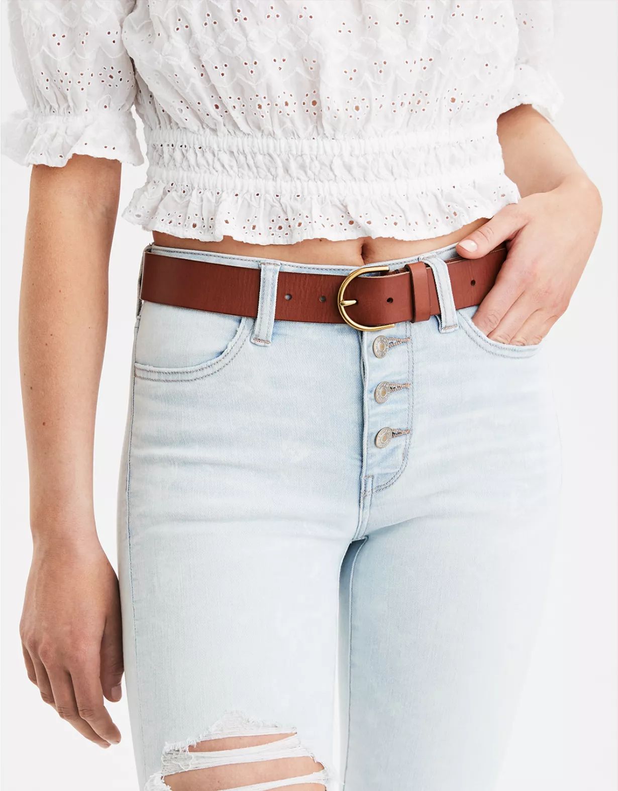 AE High-Waisted Leather Belt | American Eagle Outfitters (US & CA)