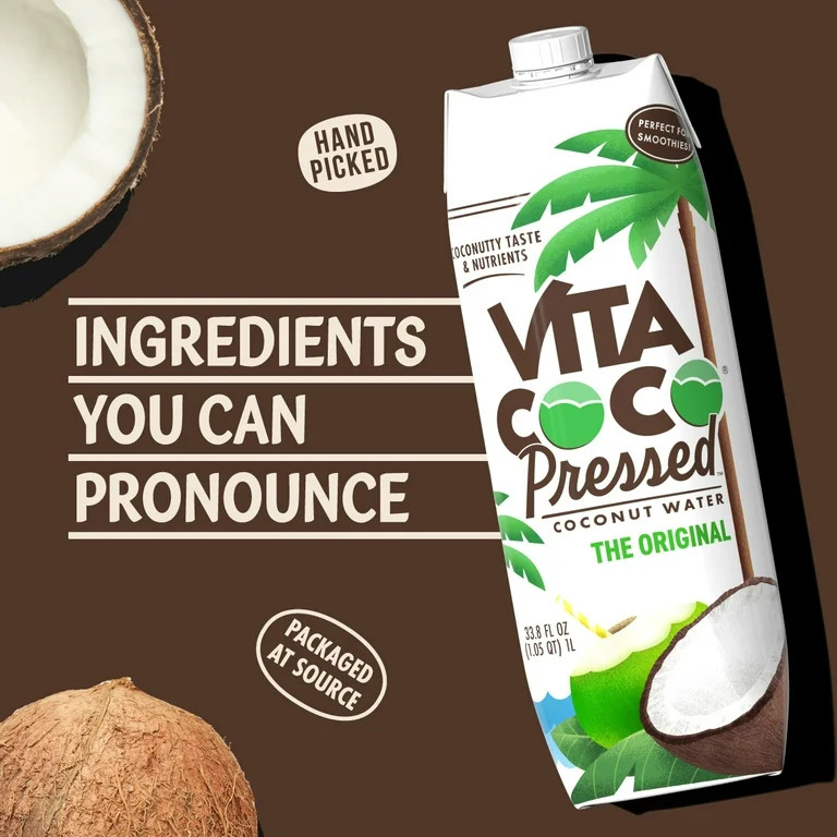 Vita Coco Pressed Coconut Water, Nutrients & Electrolytes Rich, Original, 33.8 fl oz Tetra | Walmart (US)