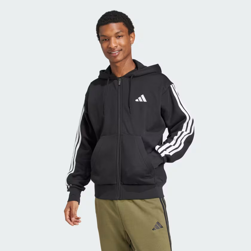 adidas Essentials 3-Stripes Fleece Hoodie - Black | Free Shipping with adiClub | adidas US | adidas (US)
