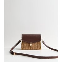 Stone Woven Wicker Front Flap Crossbody Bag New Look | New Look (UK)