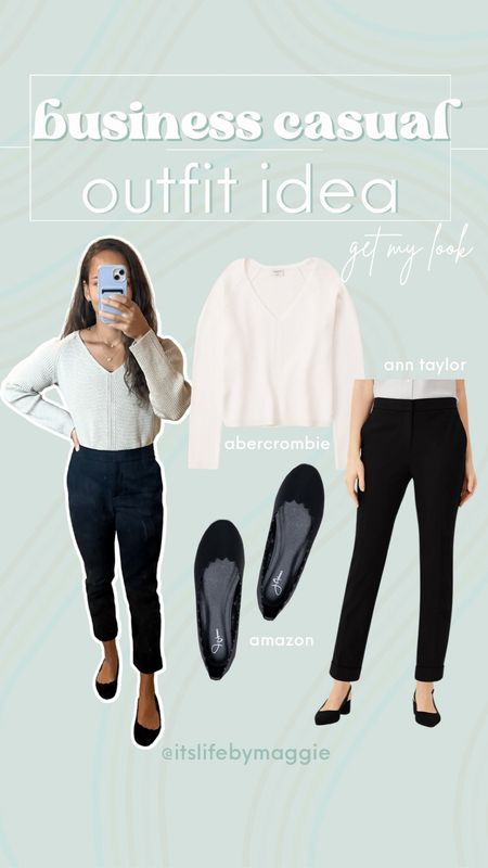 Get my business casual look all linked below!

#businesscasual #whitesweater #abercrombie #amazonfinds #amazonfashion #workwear #workpants #workflats #anntaylor

#LTKFind #LTKstyletip #LTKworkwear