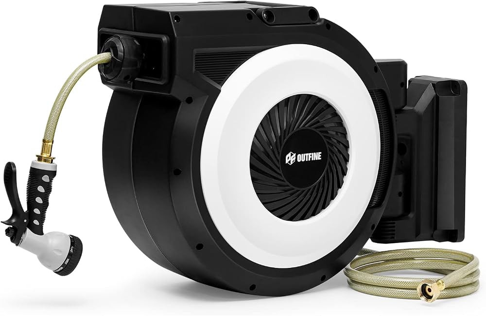 OUTFINE Heavy Duty Retractable Garden Hose Reel (1/2 100FT) Heavy Duty, Any Length Lock, Automati... | Amazon (US)