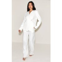White Tailored Woven Mid Rise Trousers | PrettyLittleThing UK