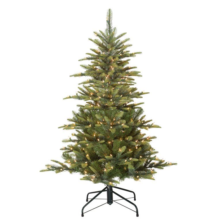 4 1/2 ft. Pre-lit Aspen Green Fir Artificial Christmas Tree in Green, 250 UL listed Clear Lights | Walmart (US)