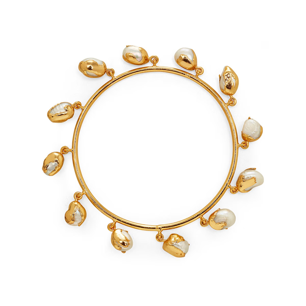 Gold Asara Bangle With Baroque Pearls | Wolf & Badger (US)
