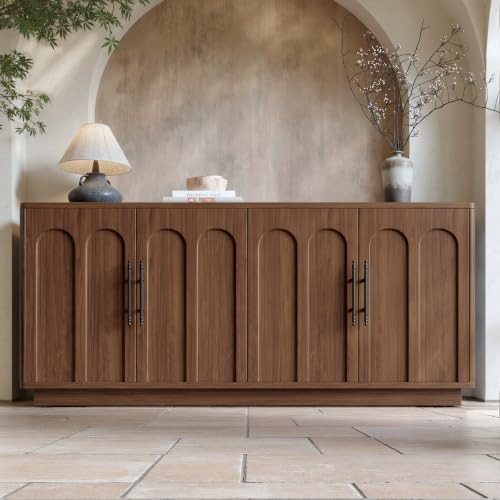 Evermagin 67" Arched Walnut Sideboard Buffet Cabinet with Storage | Amazon (US)