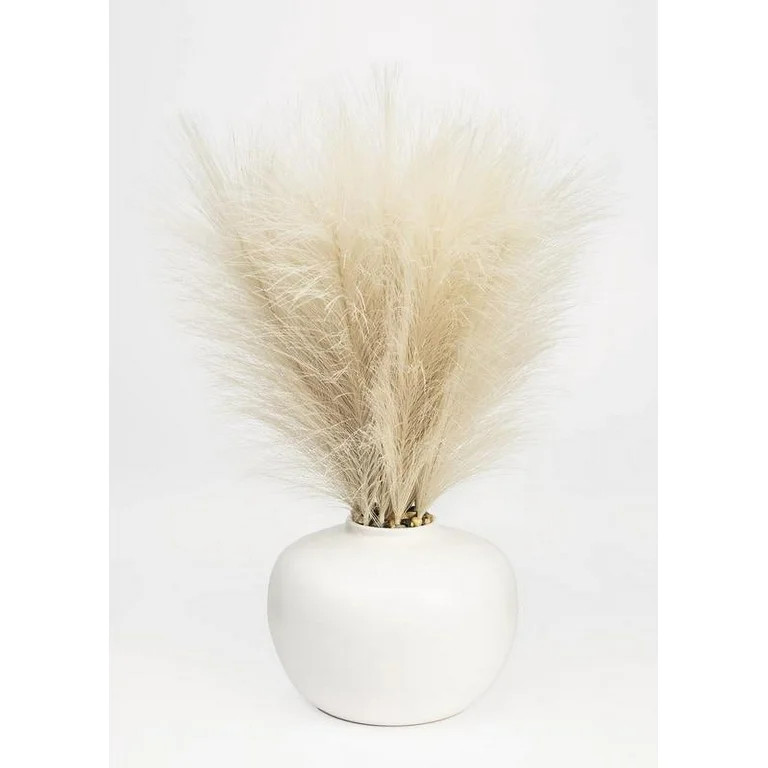 Better Homes & Gardens 14" Artificial Pampas in White Rounded Ceramic Vase - Walmart.com | Walmart (US)