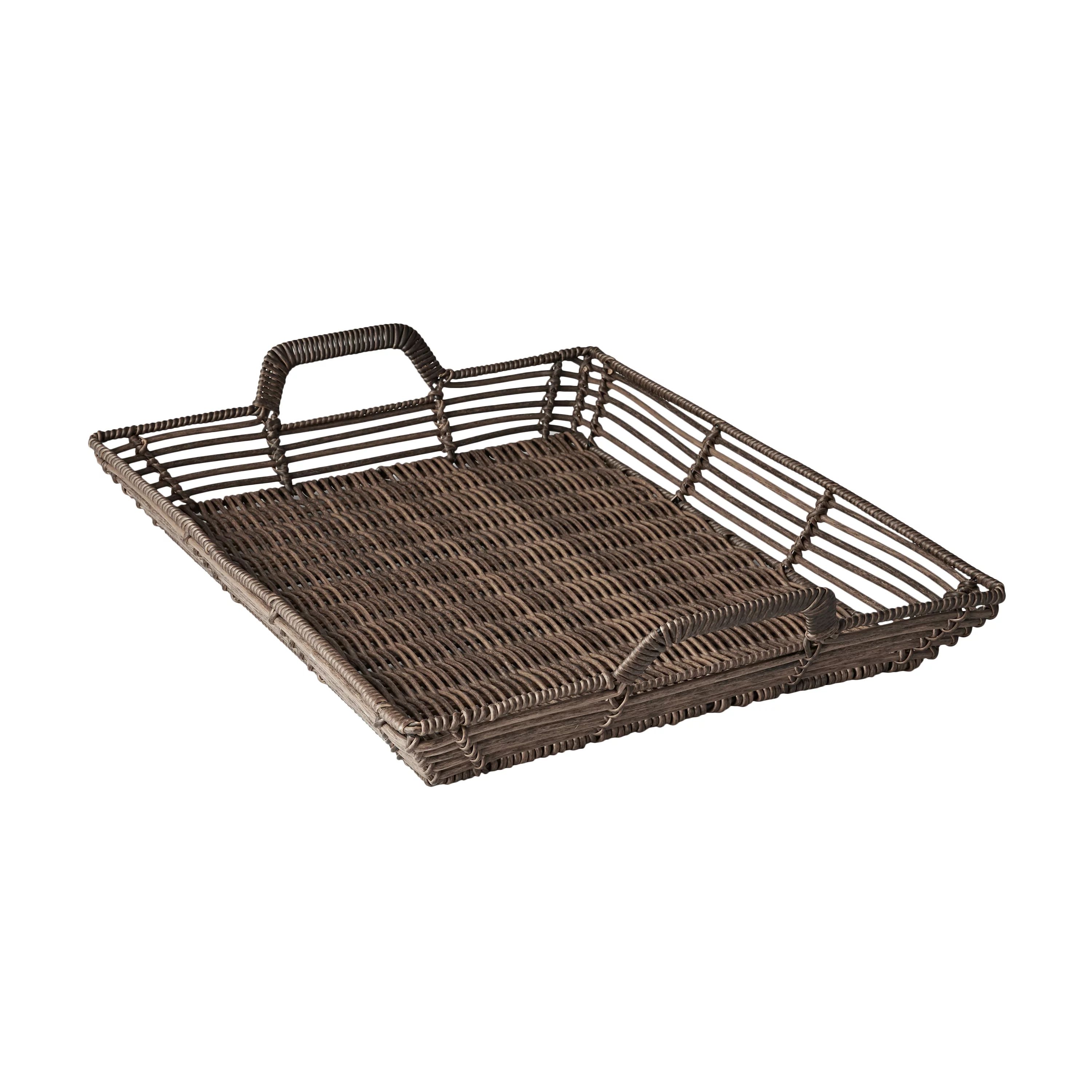 Better Homes & Gardens Woven Rattan Serving Tray with Handles | Walmart (US)