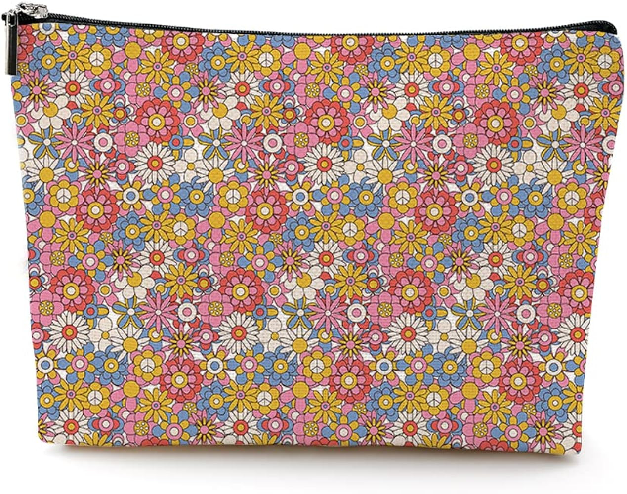 Retro Flowers Make Up Bag Cosmetic Travel Bag Hippie Gifts Cute Daisy Flower Nursery Decor Boho 60s  | Amazon (US)