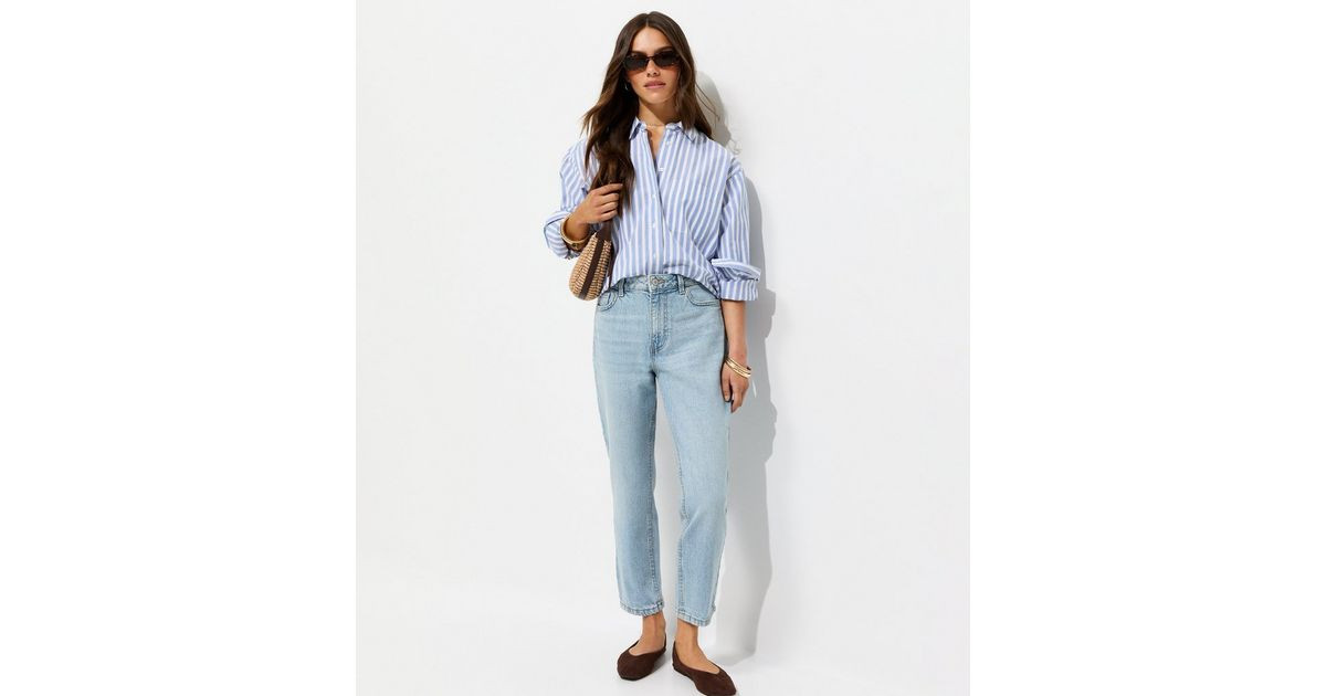 Petite Mid Blue Hannah Straight Leg Jeans | New Look | New Look (UK)