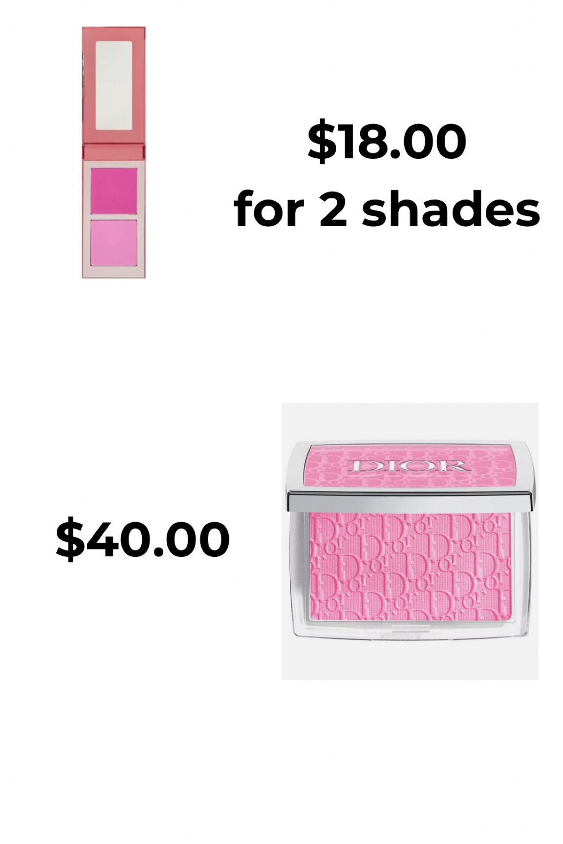 Dior blush dupe alert!!! Two shades for HALF the price of 1 Dior blush! The dupe is VERY pigmented so be careful, a little bit goes a long way!!! #makeup #makeuphack #makeupdupe #productalternative #cheap #dupe #doop #diorblush #juviasplace #blush #trending

#LTKxSephora #LTKstyletip #LTKbeauty