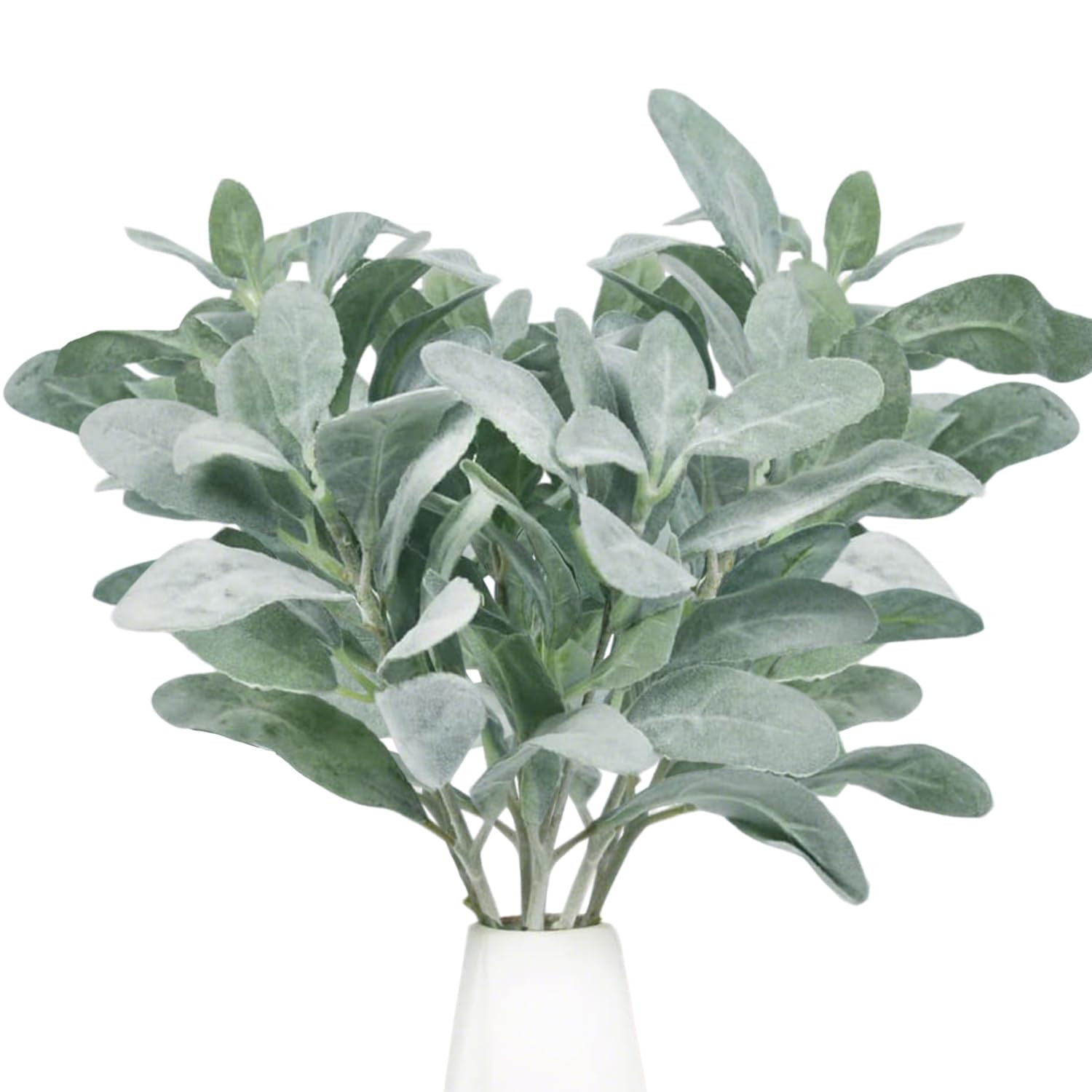 Tinsow Artificial Flocked Lambs Ear Leaves Dusty Miller Stems Flocked Oak Leaves Lamb's Ear Folia... | Amazon (US)
