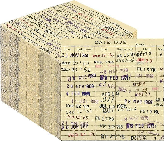 Crtiin 50 Pcs Due Date Card Book Club Vintage Beverage Napkins Decorations Book Lovers Gifts 3 Pl... | Amazon (US)