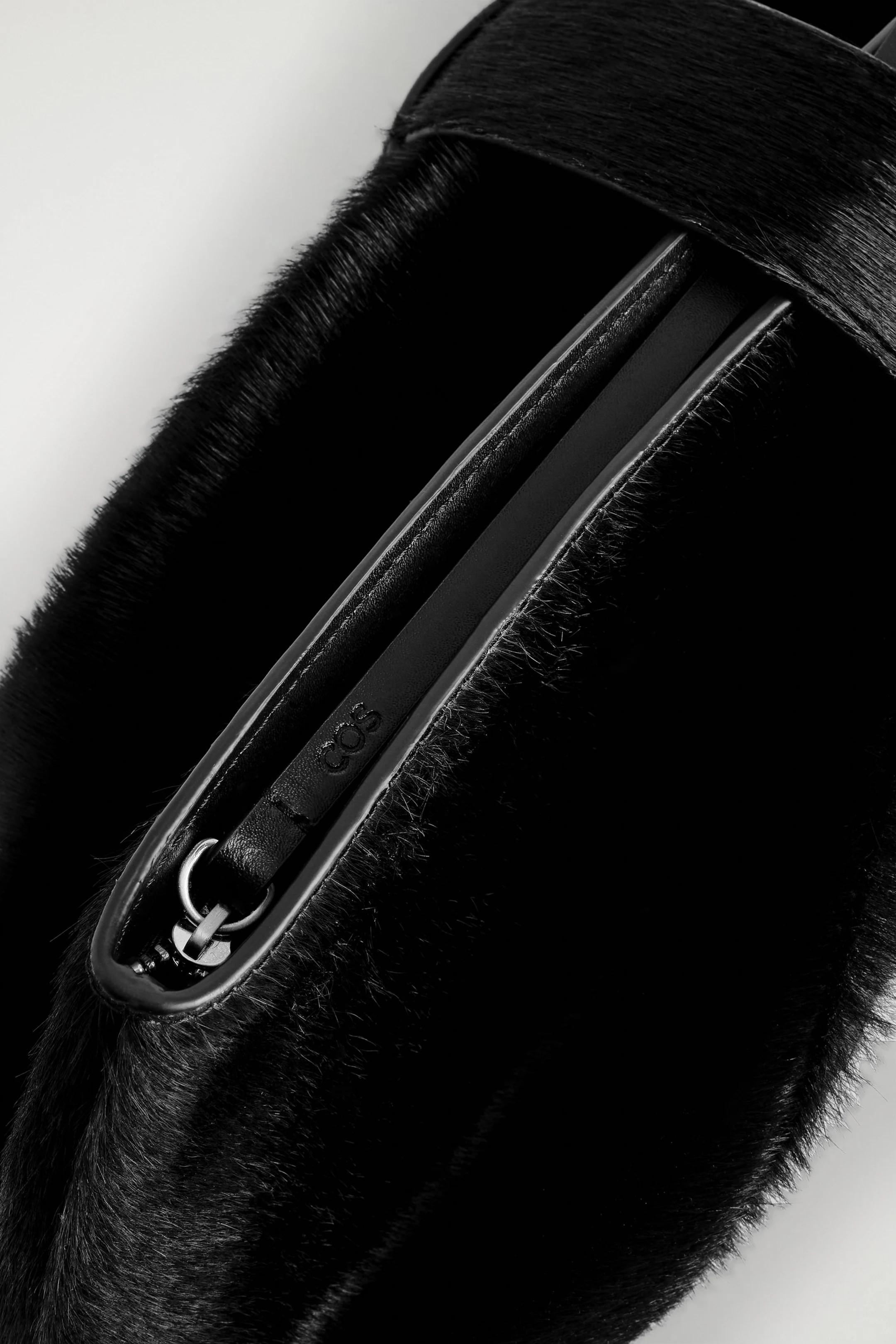 BELTED CLUTCH BAG - PONY HAIR-EFFECT LEATHER - CARBON | COS GB | COS UK