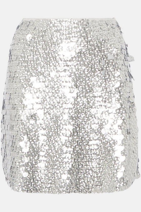 Silver Disc Sequin Mini Skirt | Oasis UK & IE