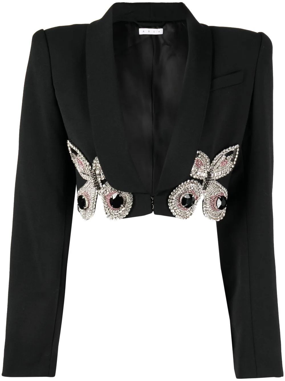 AREA crystal-embellished Cropped Wool Blazer - Farfetch | Farfetch Global