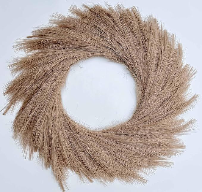 Pampas Grass Wreath, 27 inch Fall Wreath/Faux Pampas Wreath、Boho Wreath，Front Door Wreaths fo... | Amazon (US)