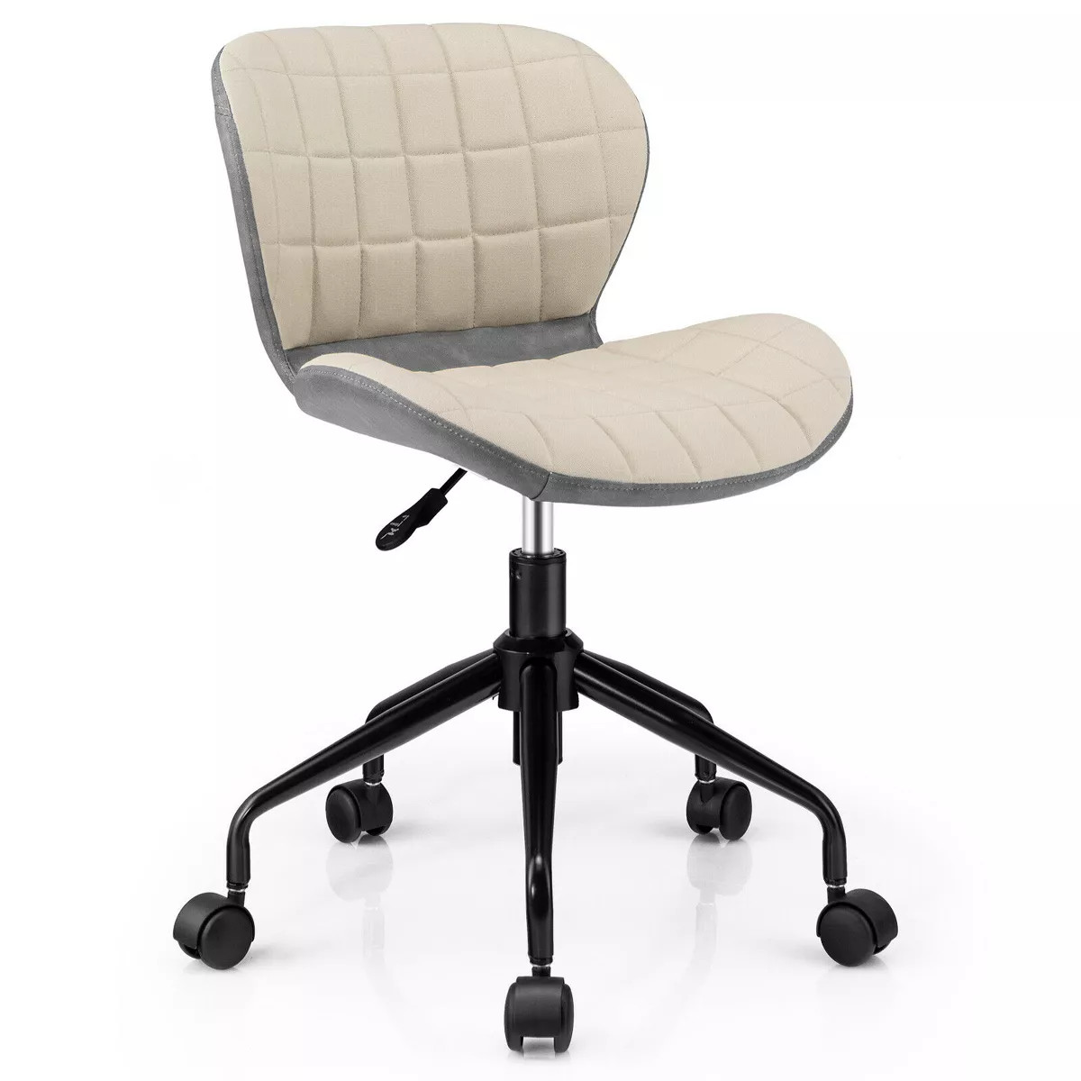 Costway Mid Back Home Office Chair Adjustable Swivel Linen & PU Leather Task Chair | Target
