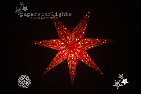 Red Paper Star | Red Paper Lantern | Red Lampshade | Party Decoration | Red Star Lantern | Red St... | Etsy (US)