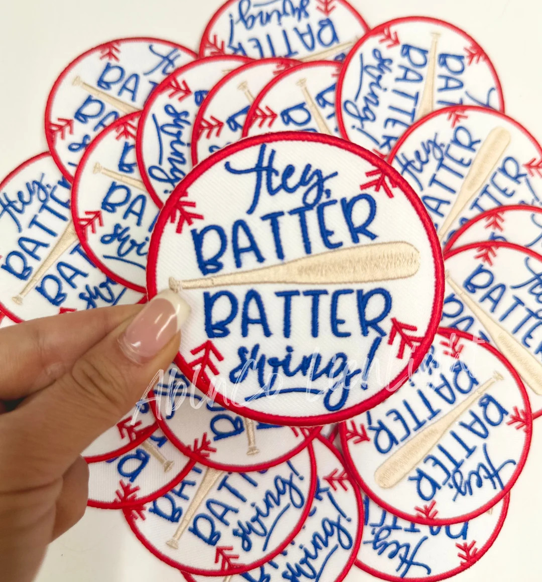 Hey Batter Swing Patch, Baseball Patch, Baseball Hat Patch Iron On, Trucker Hat Patch, Game Day P... | Etsy (US)