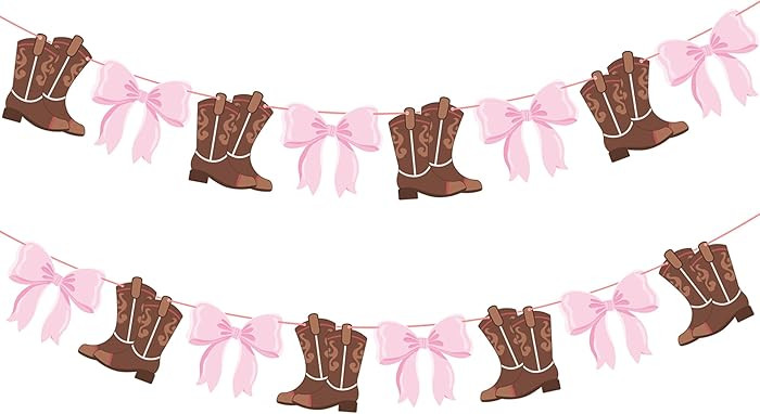 Boot or Bows Banner 2PCS Boots Or Bows Gender Reveal Party Decorations, Cowgirl Birthday Party Su... | Amazon (US)