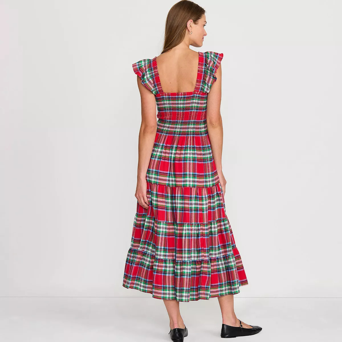 Lands' End Women's Chambray Smocked Dress with Ruffle Straps | Target