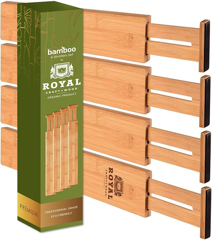 Adjustable Bamboo Drawer Dividers Organizers - Expandable Drawer Organization Separators For Kitc... | Amazon (US)