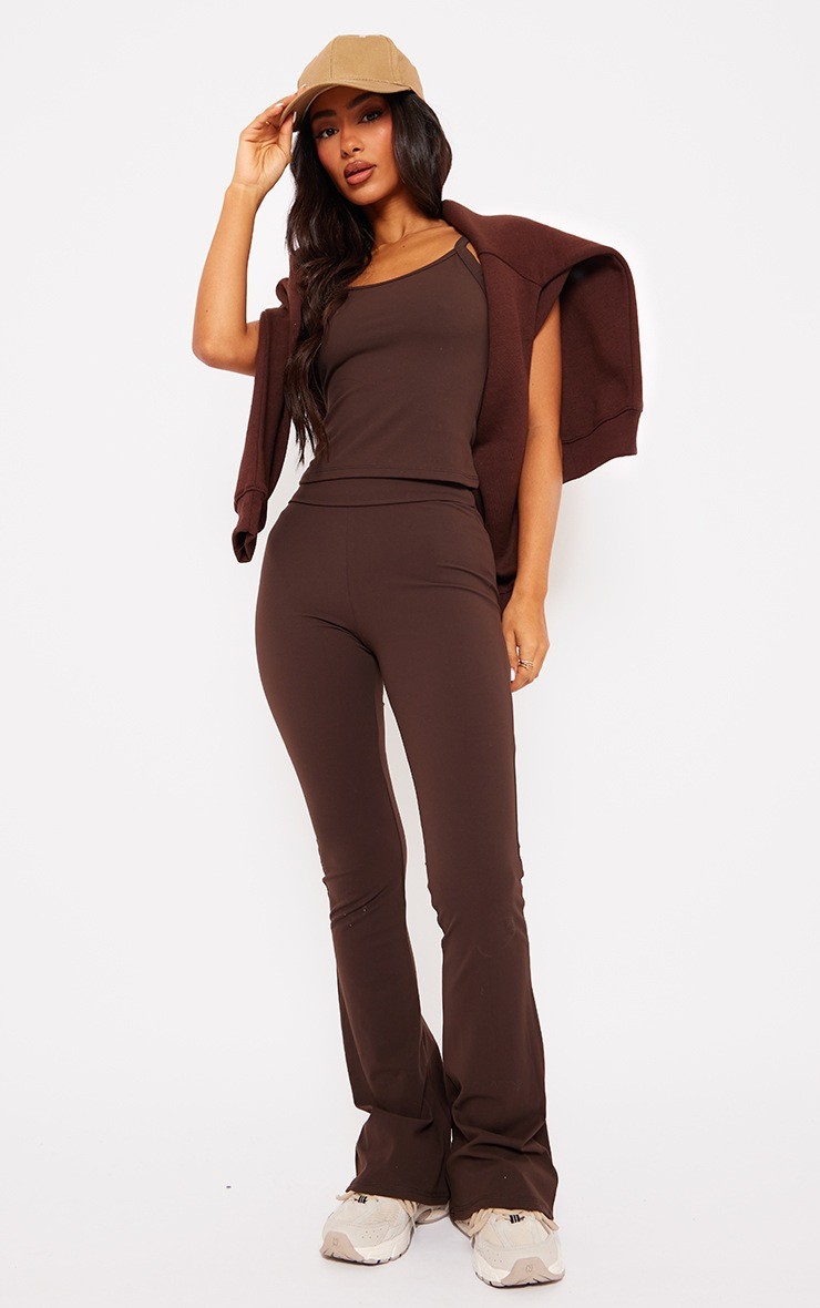 Petite Coffee Contour Sculpt Foldover Pants | PrettyLittleThing US