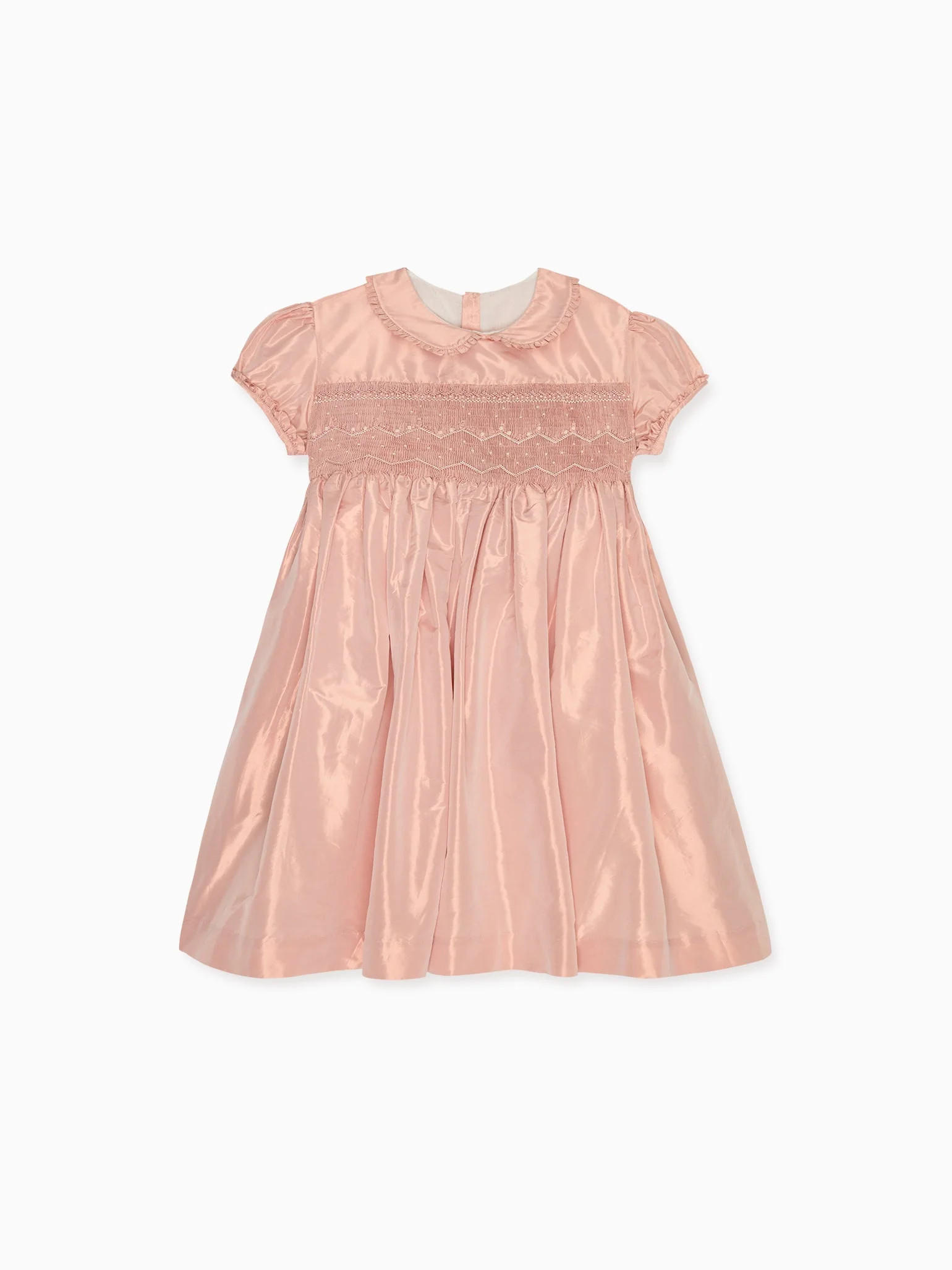Blush Eleanor Silk Ceremony Girl Hand-Smocked Dress | La Coqueta (US)