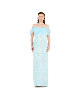 AMRI Women's Off-The-Shoulder Corset Detail Brocade Gown - Macy's | Macy's