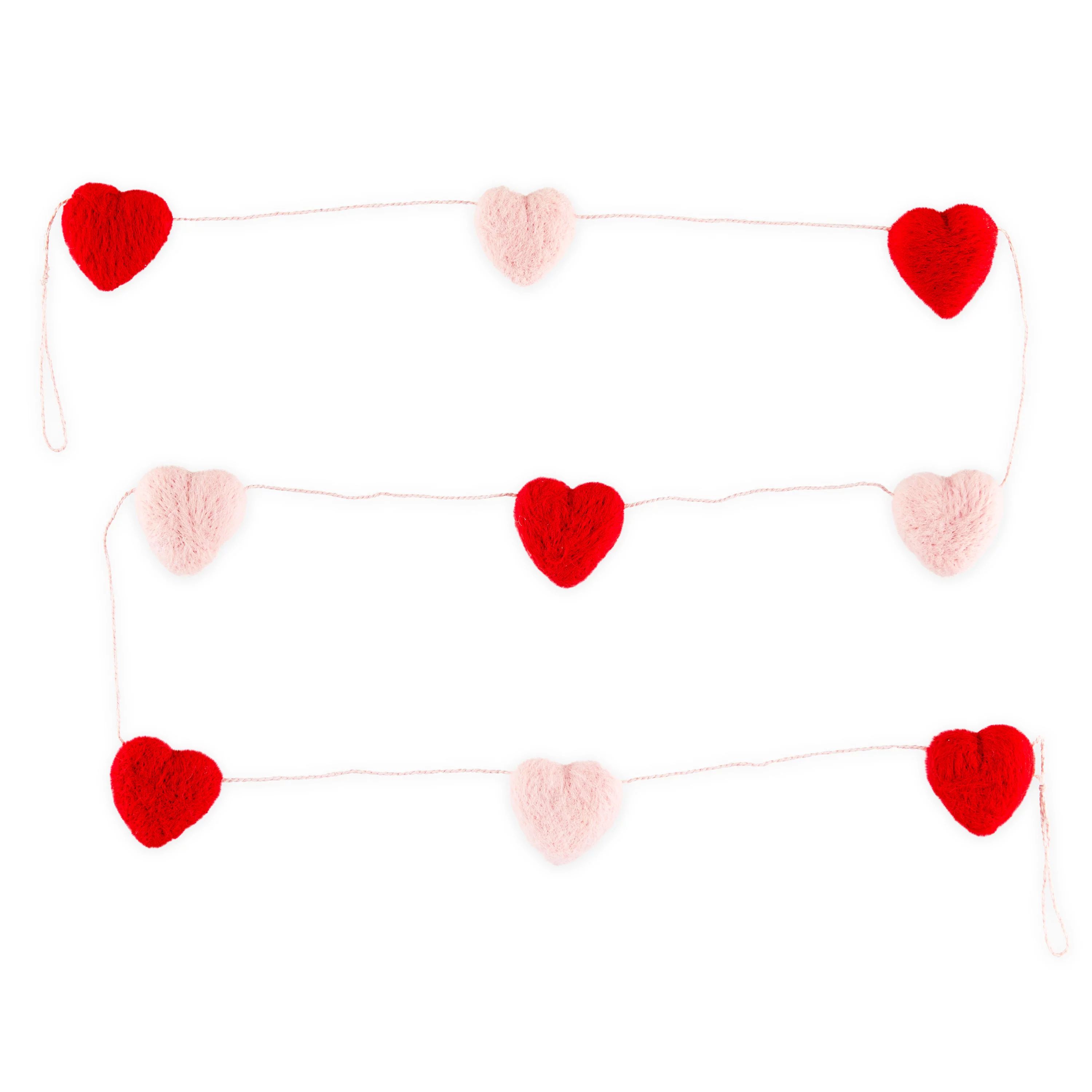 Way To Celebrate Felt Valentine Heart Garlands, Pink/Red, 6 feet | Walmart (US)