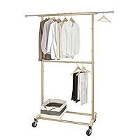 Simple Trending Double Rod Clothing Garment Rack, Rolling Clothes Organizer on Wheels for Hanging Cl | Amazon (US)