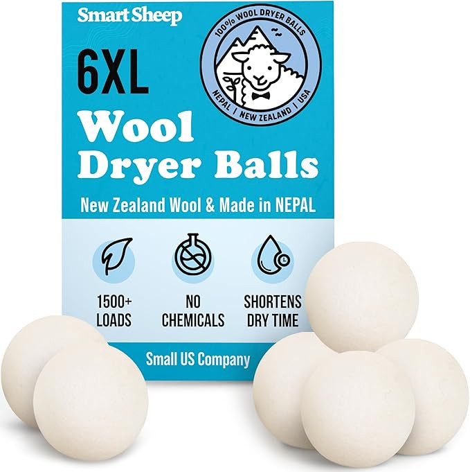 Smart Sheep Wool Dryer Balls - 6-Pack - XL Premium Natural Fabric Softener Award-Winning - Wool B... | Amazon (US)