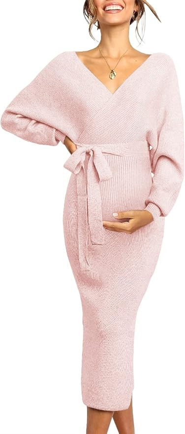 Chang Yun Maternity Nursing Dress Sweater Dress for Women Wedding Guest Dress Baby Shower Materni... | Amazon (US)