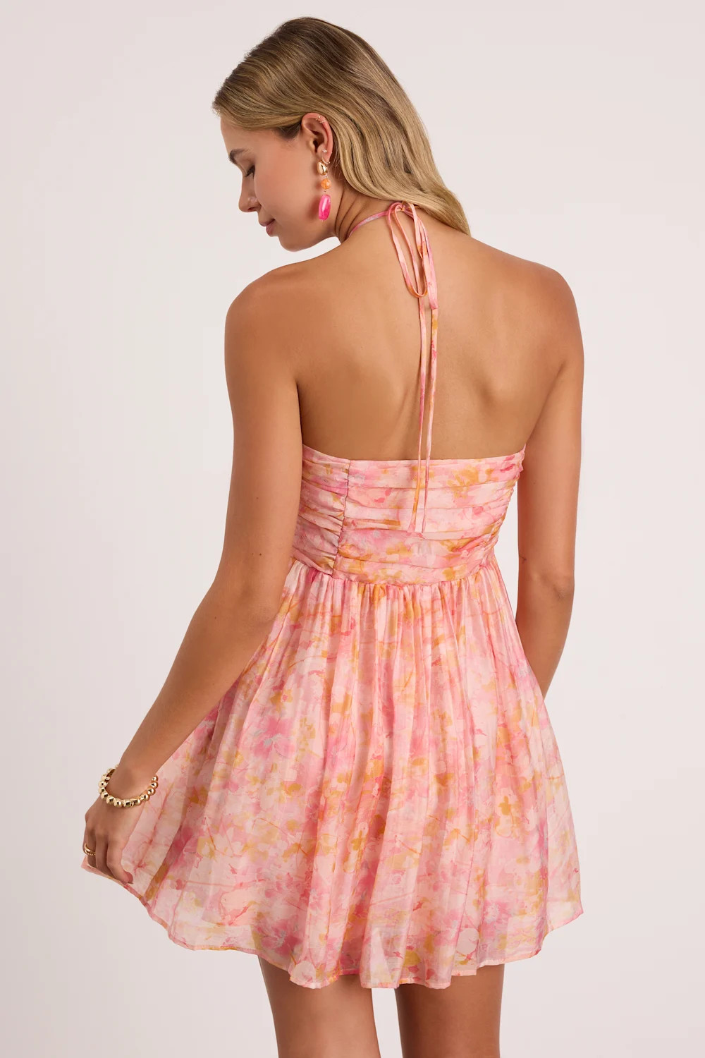 Kiele Pink Multi Abstract Lace-Up Mini Dress | Lulus