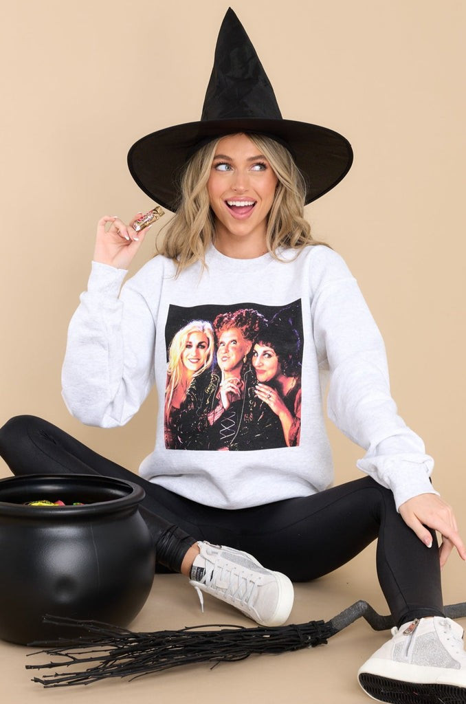 Sanderson Sisters Light Grey Sweatshirt | Red Dress 