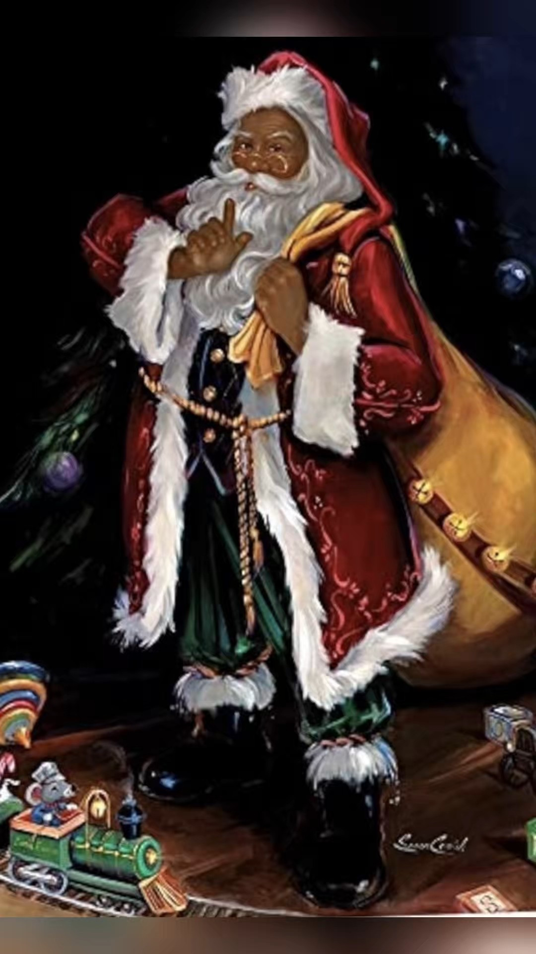 Black Santa Canvas Wall Art Print|Christmas Canvas Art|Christmas Home Decor Artwork, 12"x16"

#LTKHome #LTKSeasonal #LTKHoliday