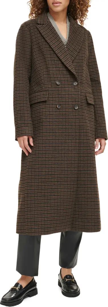 Houndstooth Check Double Breasted Long Coat | Nordstrom