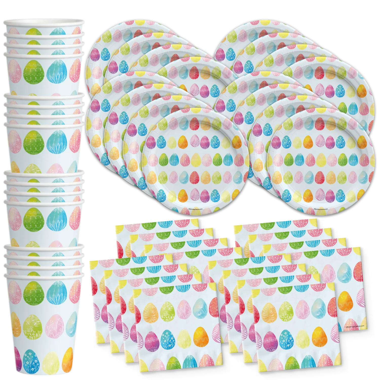 Easter Egg Party Supplies Set Plates Napkins Cups Tableware Kit for 16 | Walmart (US)