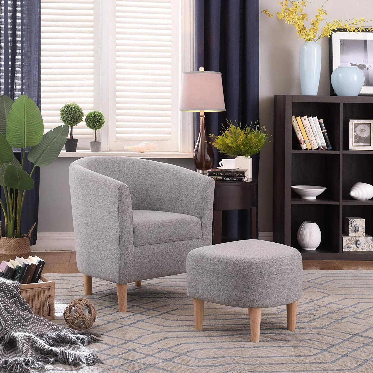 Upholstered 27" Wide Barrel Chair with Ottoman | Wayfair North America