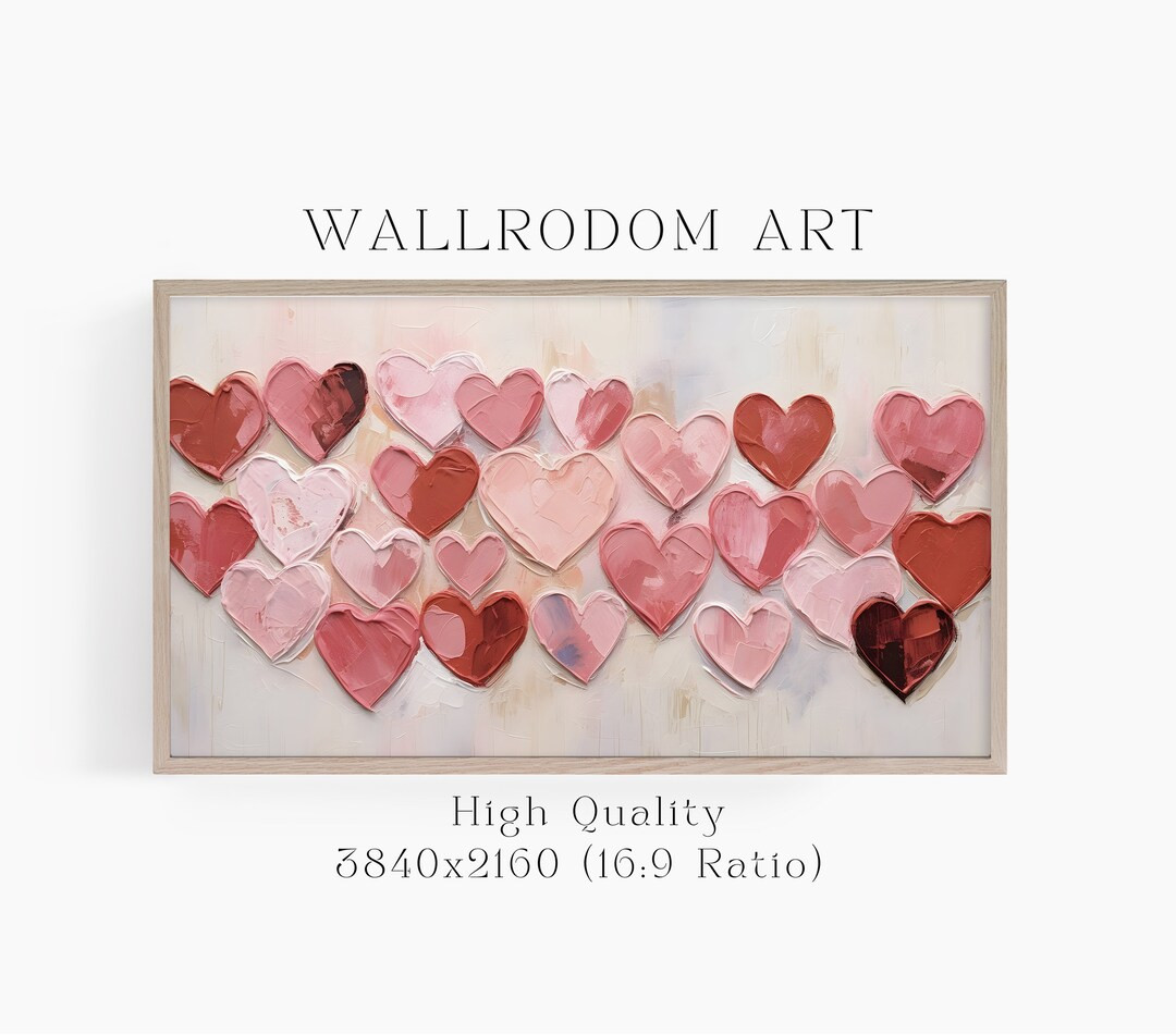 Frame TV Art Valentines Day, Heart Frame Tv Art, Abstract Oil Painting, Holiday TV Art, Love Hear... | Etsy (US)