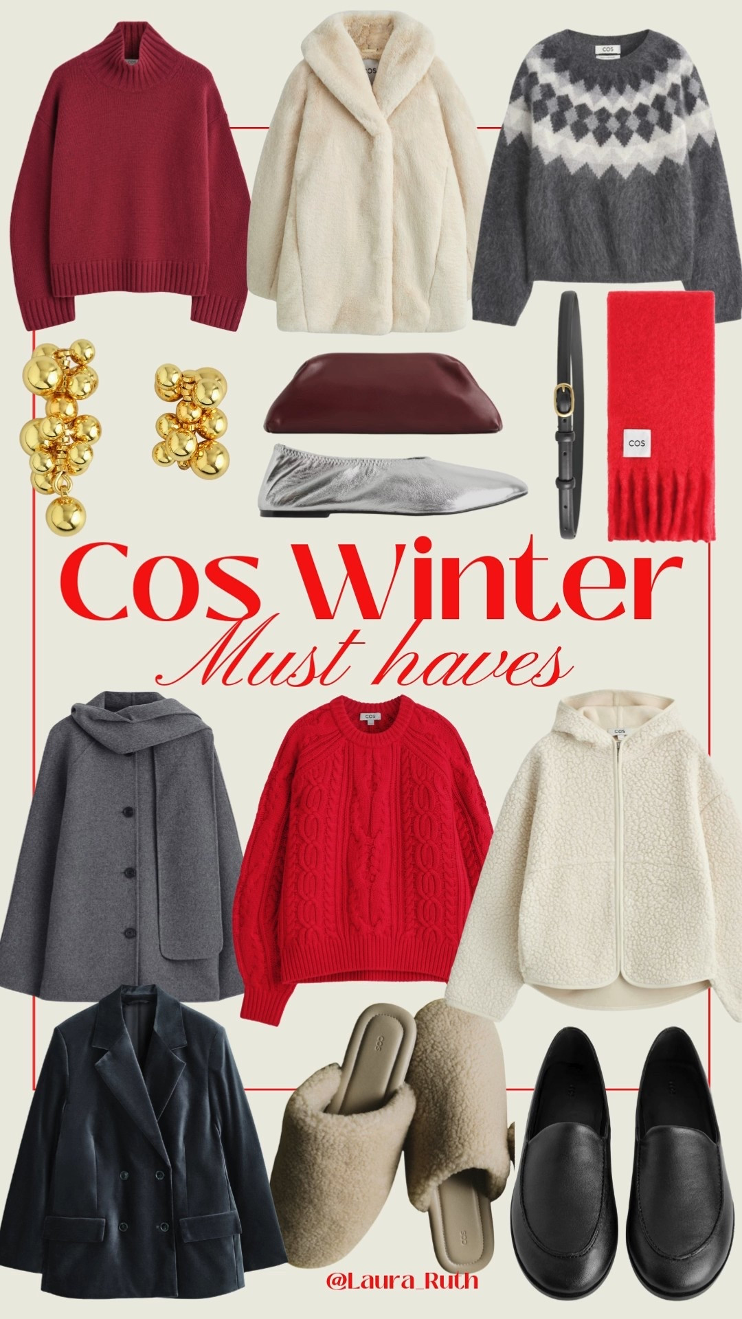 My COS Winter Must Haves edit features soft shearling, wool knits, quilted layers and accessories for polished everyday style. Effortless silhouettes, tactile textures and warm neutrals paired with deep winter reds for a modern, minimalist wardrobe.

#LTKwinter #LTKuk #LTKgiftguide