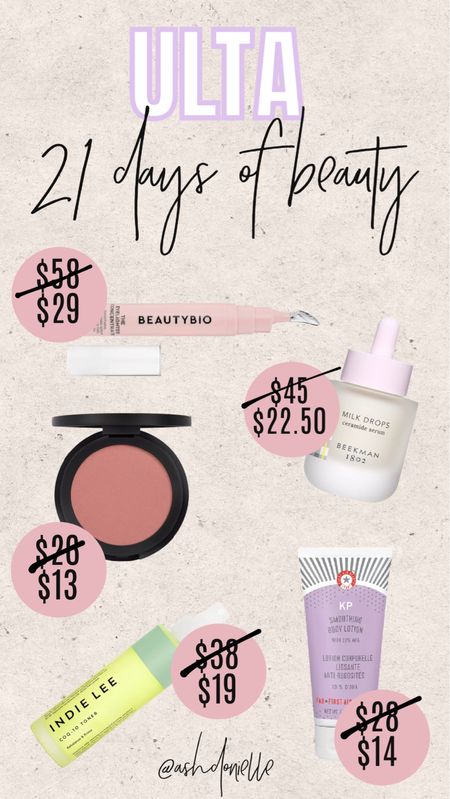 Ultas 21 days of beauty deals! My top pick is the Beautybio eye cream! 

#LTKbeauty #LTKsalealert #LTKunder50