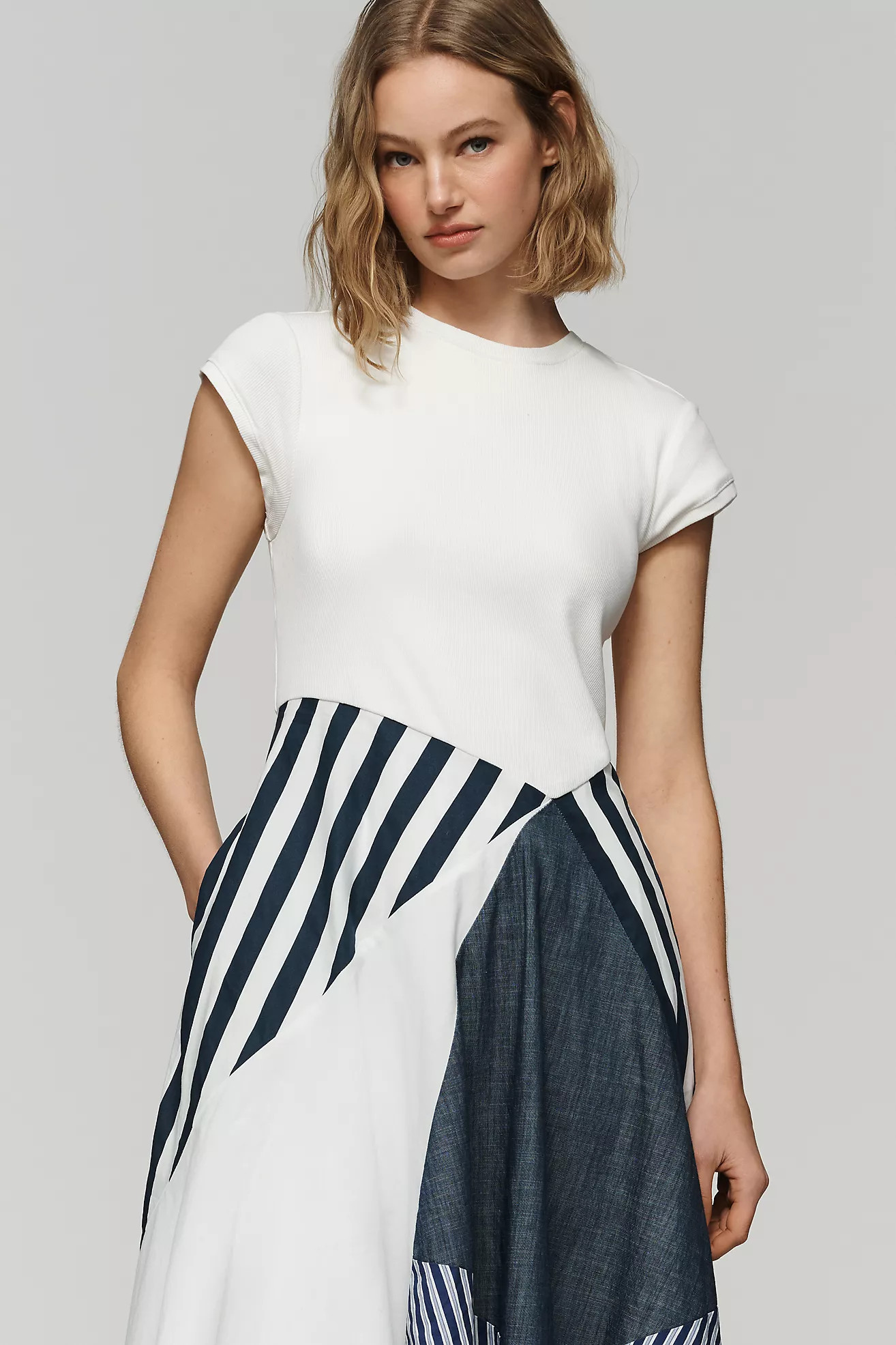 Maeve Twofer Patchwork Midi Dress | Anthropologie (US)