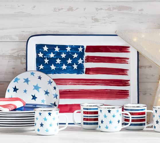 Watercolor Americana Enamel Serving Tray | Pottery Barn (US)