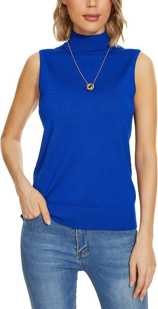 INKOFF Sleeveless Mock Neck Turtleneck Knit Tops Women Dressy Casual Sweater Vest Business Work T... | Amazon (US)
