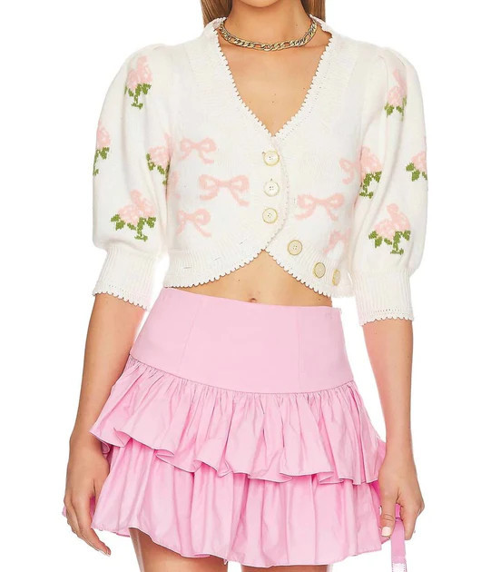 Malibu Crop Cardigan In Strawberry Shortcake | Shop Simon